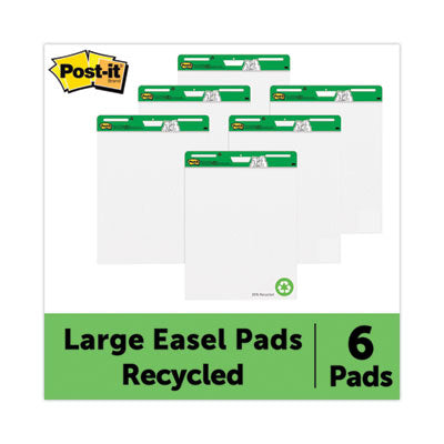 Vertical-Orientation Self-Stick Easel Pad Value Pack, Green Headband, Unruled, 25 x 30, White, 30 Sheets, 6/Carton Flipcost Flipcost