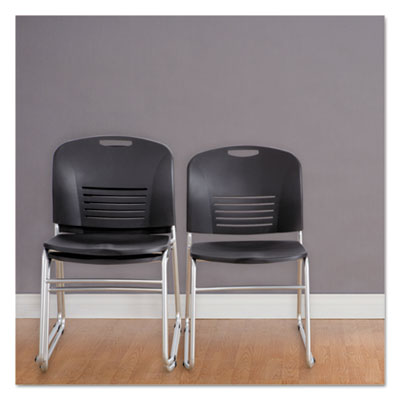 Vy Series Stack Chairs, Supports Up to 350 lb, 18.75" Seat Height, Black Seat, Black Back, Silver Base, 2/Carton Flipcost Flipcost