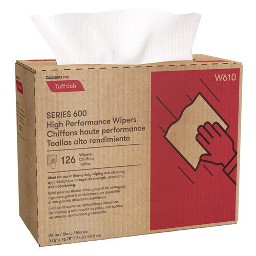 Cascades PRO Tuff-Job S600 High Performance Wipers, 9 3/4 X 16 3/4, 126/box, 10 Box/carton