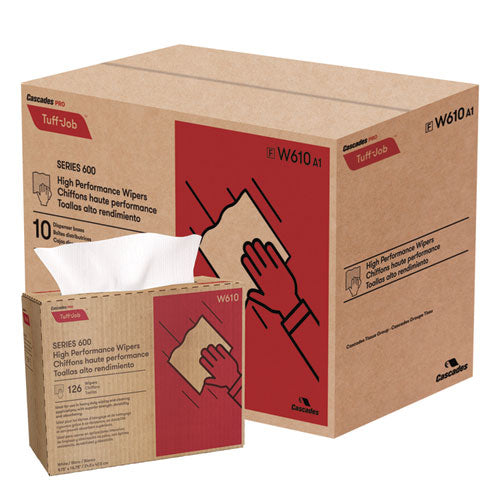 Cascades PRO Tuff-Job S600 High Performance Wipers, 9 3/4 X 16 3/4, 126/box, 10 Box/carton