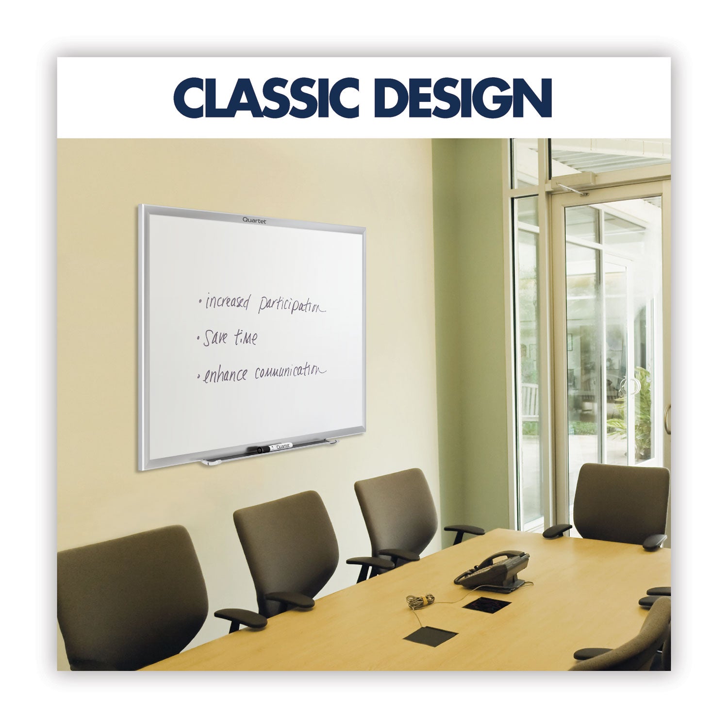 Quartet® Classic Series Nano-Clean Dry Erase Board, 96" x 48", White Surface, Satin Aluminum Frame
