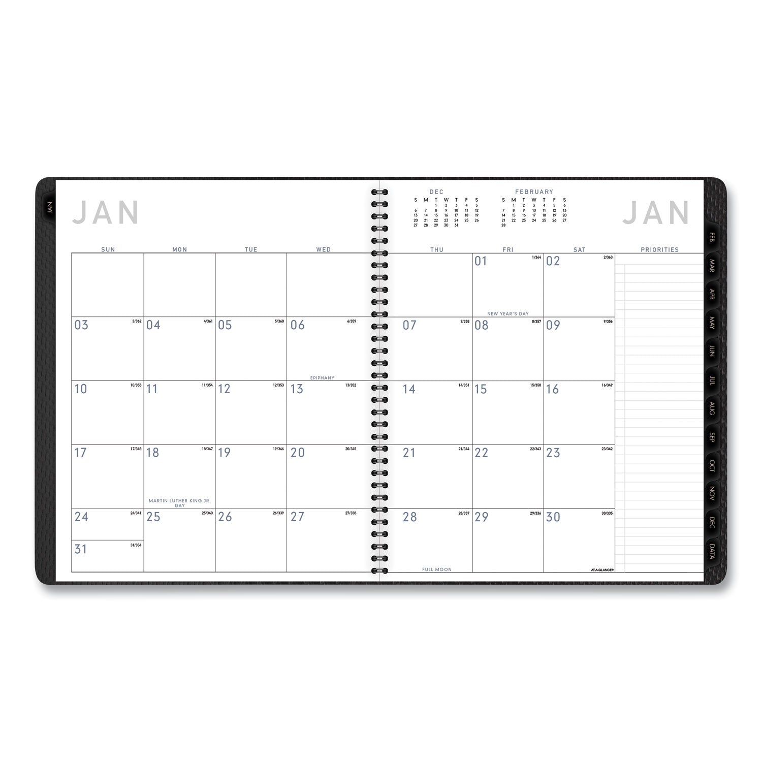 AT-A-GLANCE® Contemporary Monthly Planner, Premium Paper, 11 x 9, Graphite Cover, 12-Month (Jan to Dec): 2025