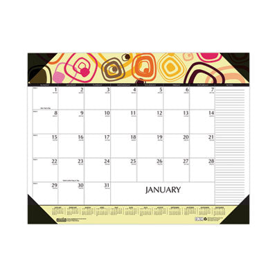 Recycled Desk Pad Calendar 2024, Geometric Artwork, 22 x 17, White Sheets, Black Binding/Corners,12-Month (Jan to Dec) Flipcost Flipcost