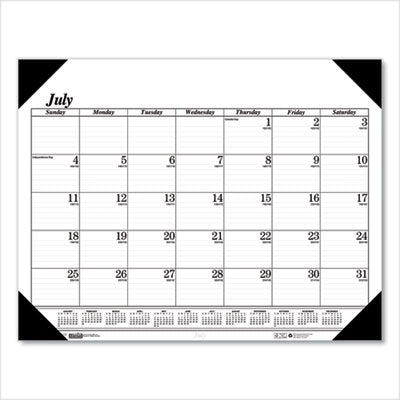 Recycled Economy Academic Desk Pad Calendar, 22 x 17, White/Black Sheets, Black Binding/Corners,14-Month(July-Aug): 2023-2024 Flipcost Flipcost