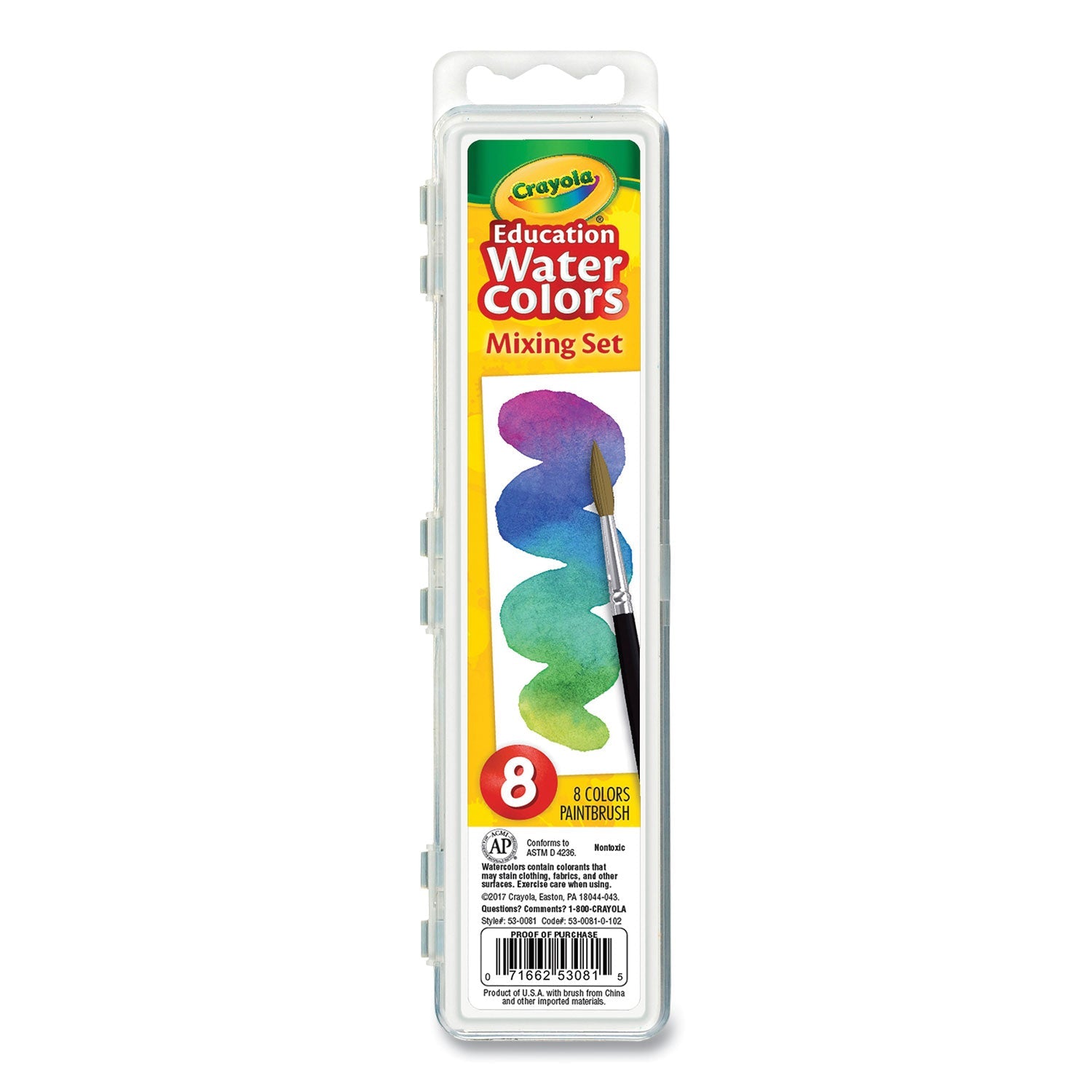Crayola® Watercolor Mixing Set, 7 Assorted Colors, Palette Tray