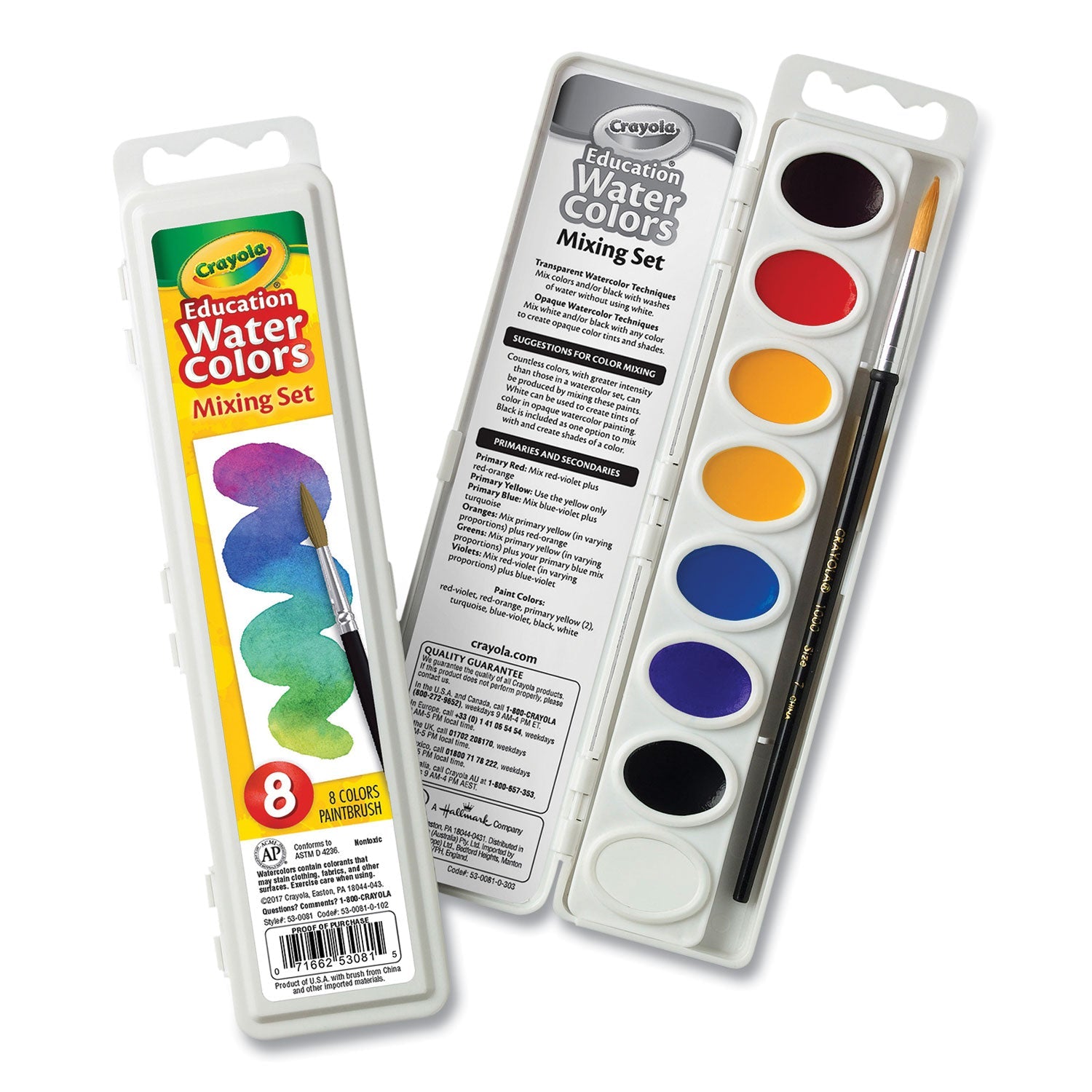 Crayola® Watercolor Mixing Set, 7 Assorted Colors, Palette Tray