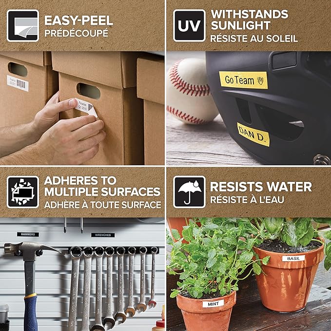 DYMO® D1 High-Performance Polyester Removable Label Tape, 0.25" X 23 Ft, Black On White