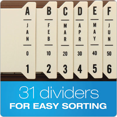 Pendaflex® General Purpose Indexed Sorter, 31 Dividers, Alpha/Numeric/Month/Date/Day Index, Letter Size, Brown Frame Flipcost Flipcost