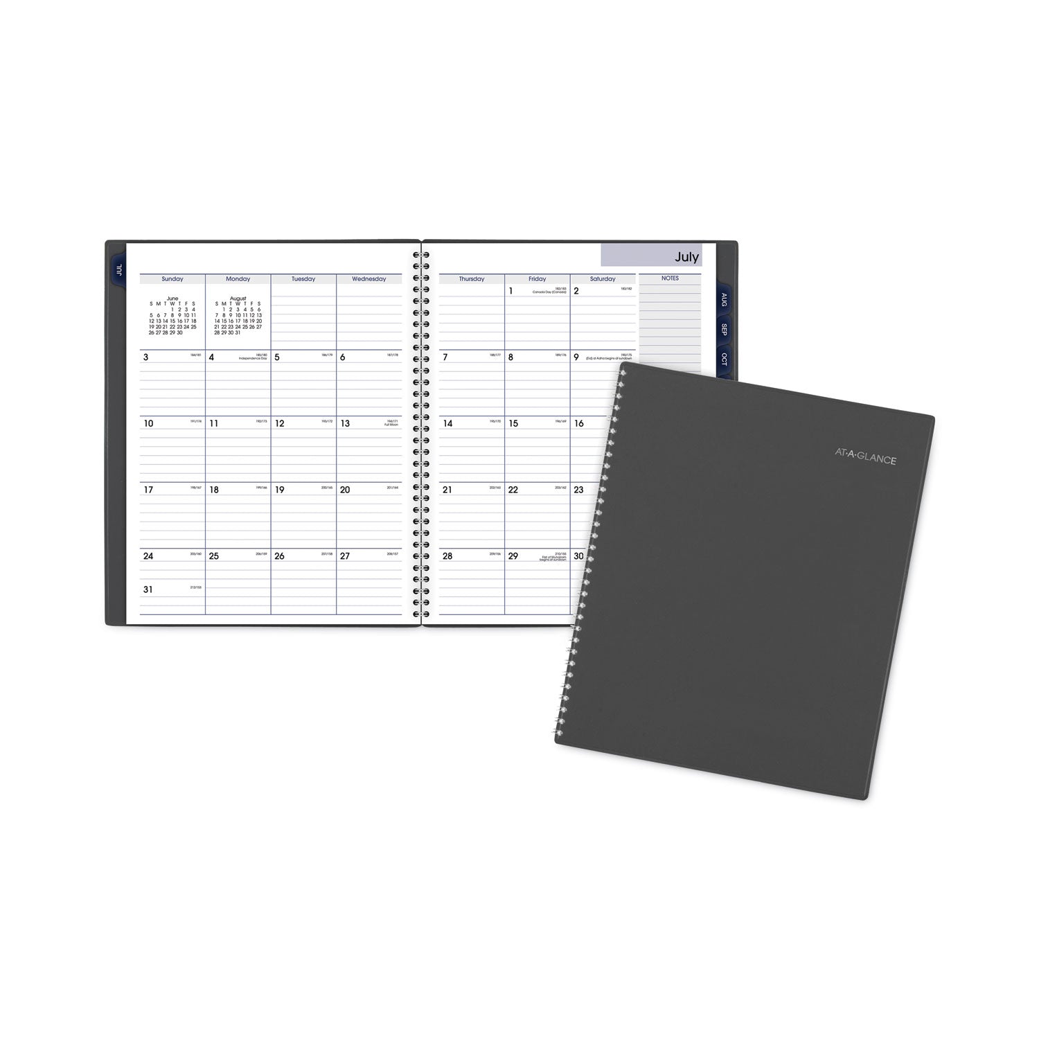 AT-A-GLANCE® DayMinder Academic Monthly Desktop Planner, Twin-Wire Binding, 11 x 8.5, Charcoal Cover, 12-Month (July to June): 2024-2025