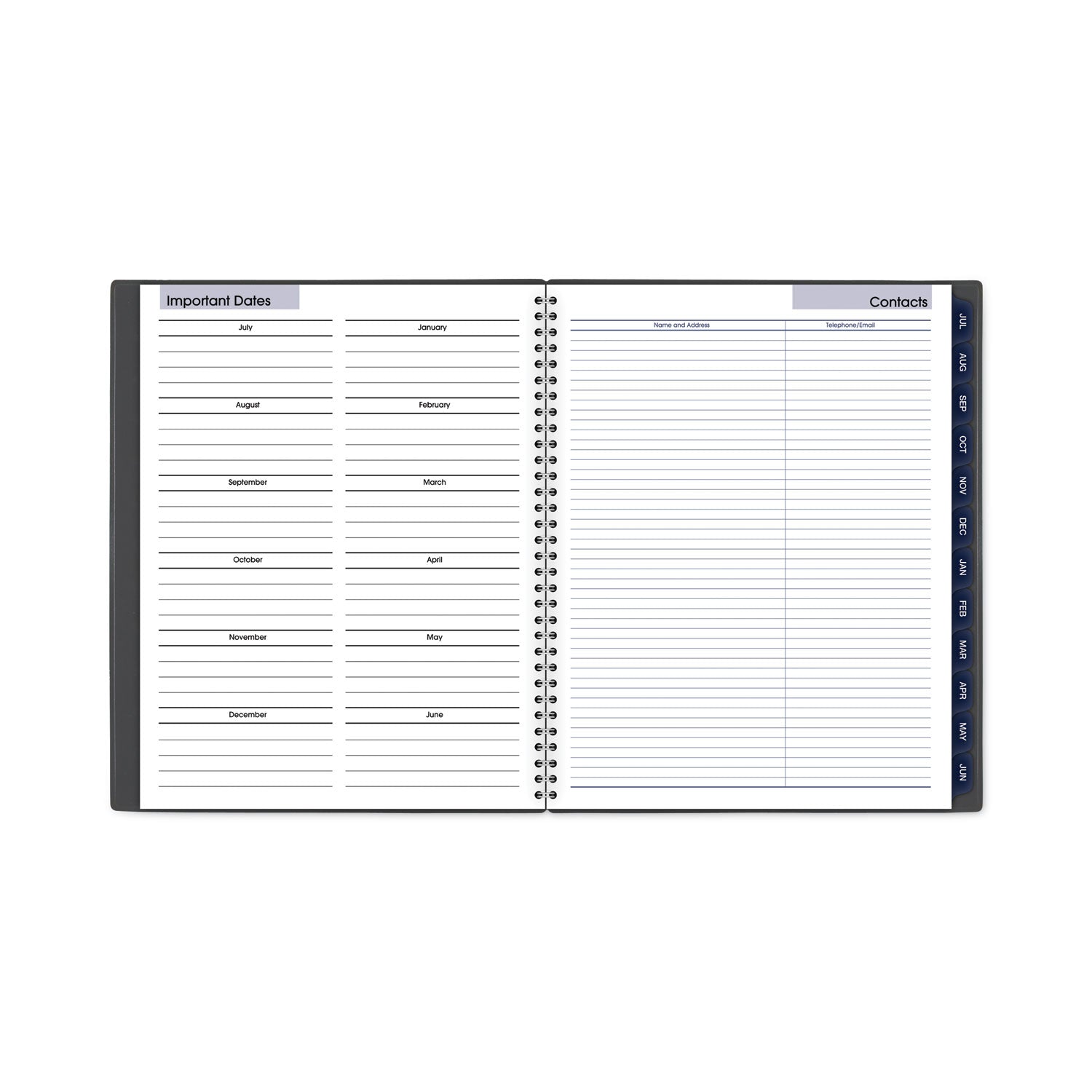 AT-A-GLANCE® DayMinder Academic Monthly Desktop Planner, Twin-Wire Binding, 11 x 8.5, Charcoal Cover, 12-Month (July to June): 2024-2025