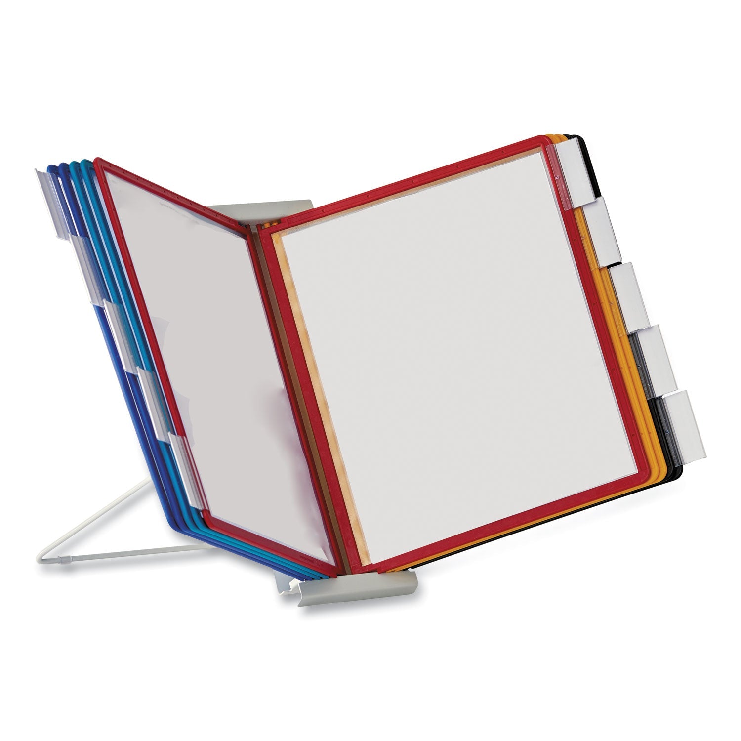 Durable® Instaview Expandable Desktop Reference System, 10 Panels, Assorted Borders