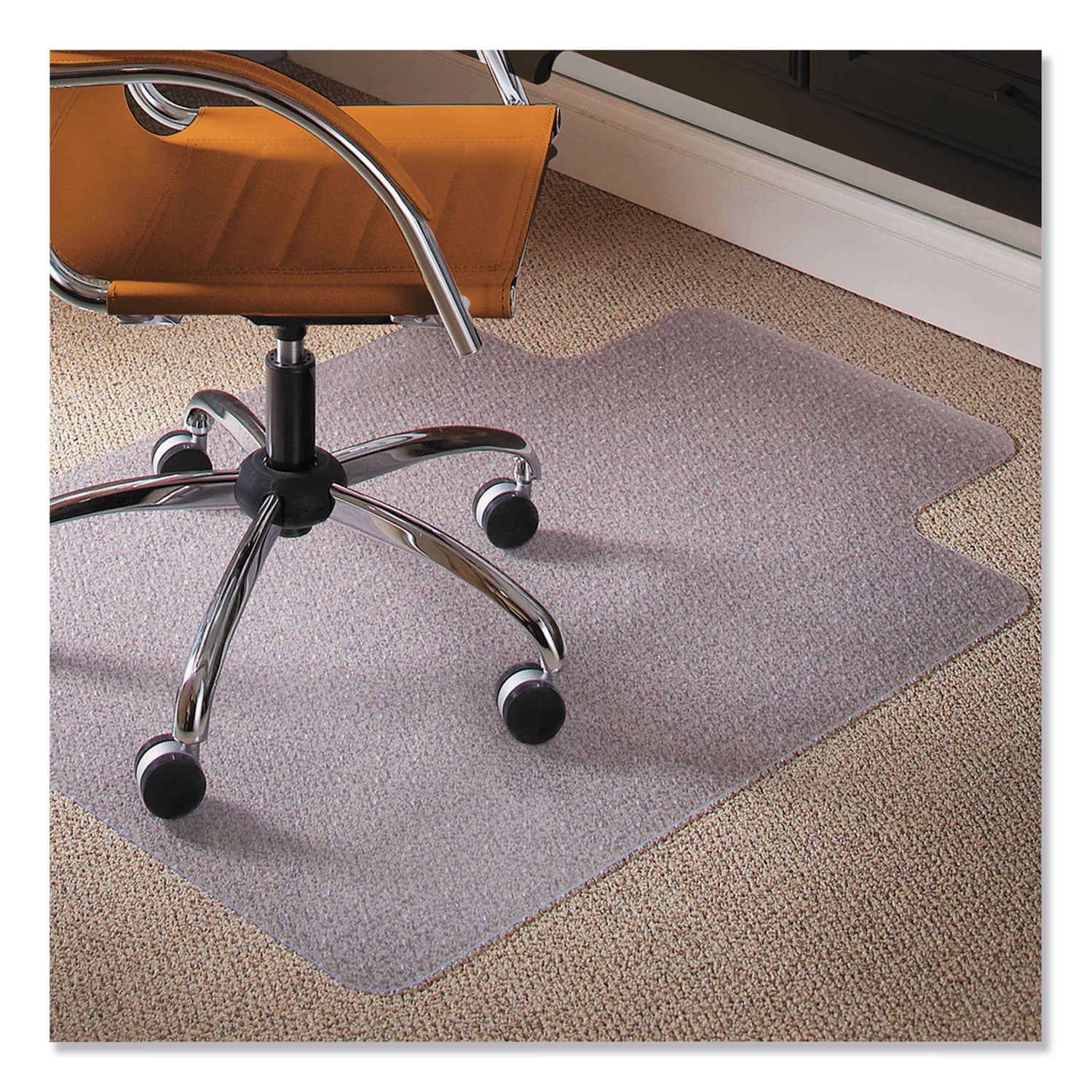ES Robbins® Natural Origins Chair Mat With Lip For Carpet, 45 X 53, Clear