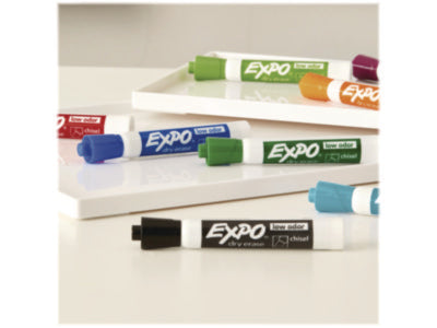 EXPO® Low-Odor Dry Erase Marker Set, Assorted Tip Types, Assorted Colors