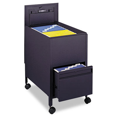 Extra-Deep Locking Mobile Tub File, Legal Size, Metal, 1 Shelf, 1 Bin, 16.5" x 24.75" x 28.25", Black Flipcost Flipcost