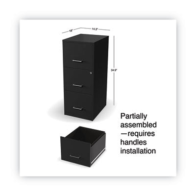Soho Vertical File Cabinet Black, 3 Drawers: File/File/File, Letter, 14" x 18" x 34.9" Flipcost Flipcost