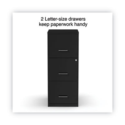 Soho Vertical File Cabinet Black, 3 Drawers: File/File/File, Letter, 14" x 18" x 34.9" Flipcost Flipcost