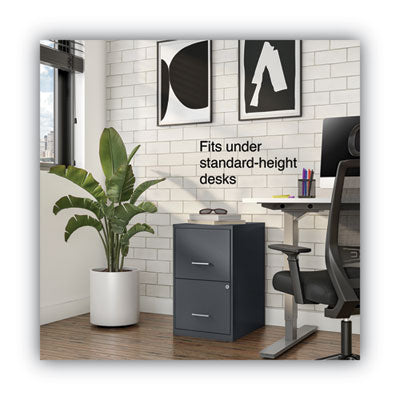 Soho Vertical File Cabinet 2 Drawers: File/File, Letter, Charcoal, 14" x 18" x 24.1" Flipcost Flipcost