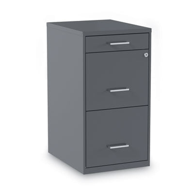 Soho Vertical File Cabinet Letter Size, 3 Drawers: Pencil/File/File, Letter, Charcoal, 14" x 18" x 26.9" Flipcost Flipcost