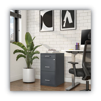 Soho Vertical File Cabinet Letter Size, 3 Drawers: Pencil/File/File, Letter, Charcoal, 14" x 18" x 26.9" Flipcost Flipcost