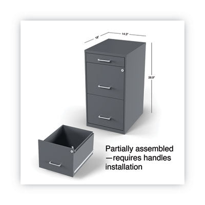 Soho Vertical File Cabinet Letter Size, 3 Drawers: Pencil/File/File, Letter, Charcoal, 14" x 18" x 26.9" Flipcost Flipcost