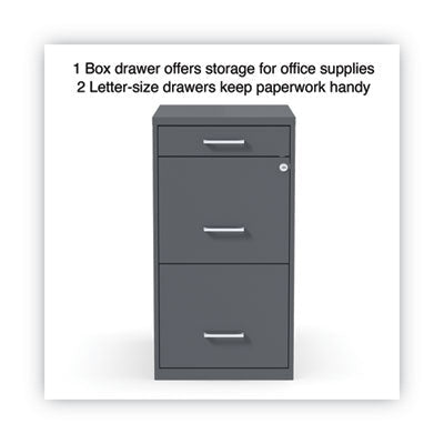 Soho Vertical File Cabinet Letter Size, 3 Drawers: Pencil/File/File, Letter, Charcoal, 14" x 18" x 26.9" Flipcost Flipcost