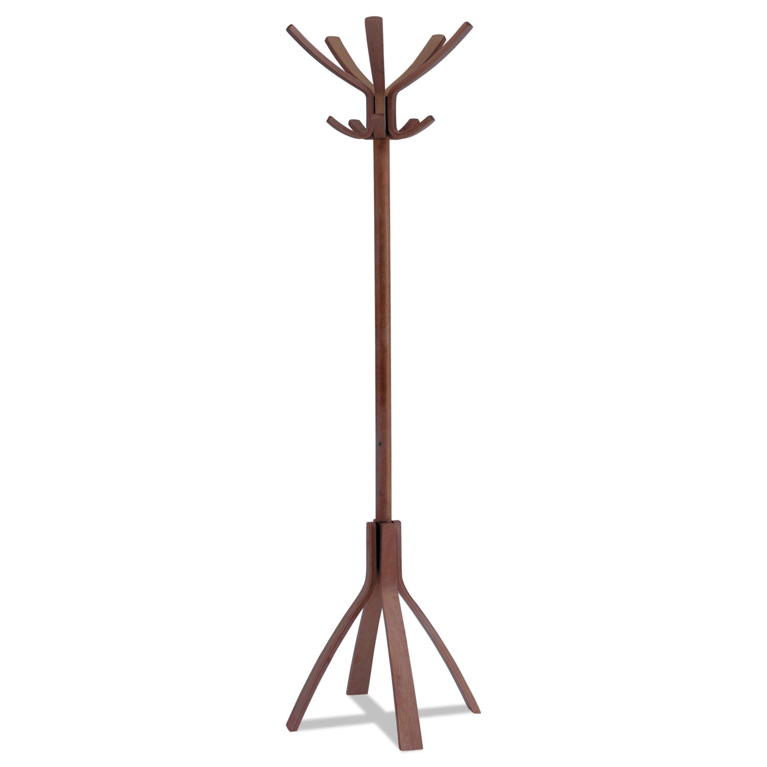 Alba™ Cafe Wood Coat Stand, Ten Peg/five Hook, 21.67w X 21.67d X 69.33h, Espresso Brown