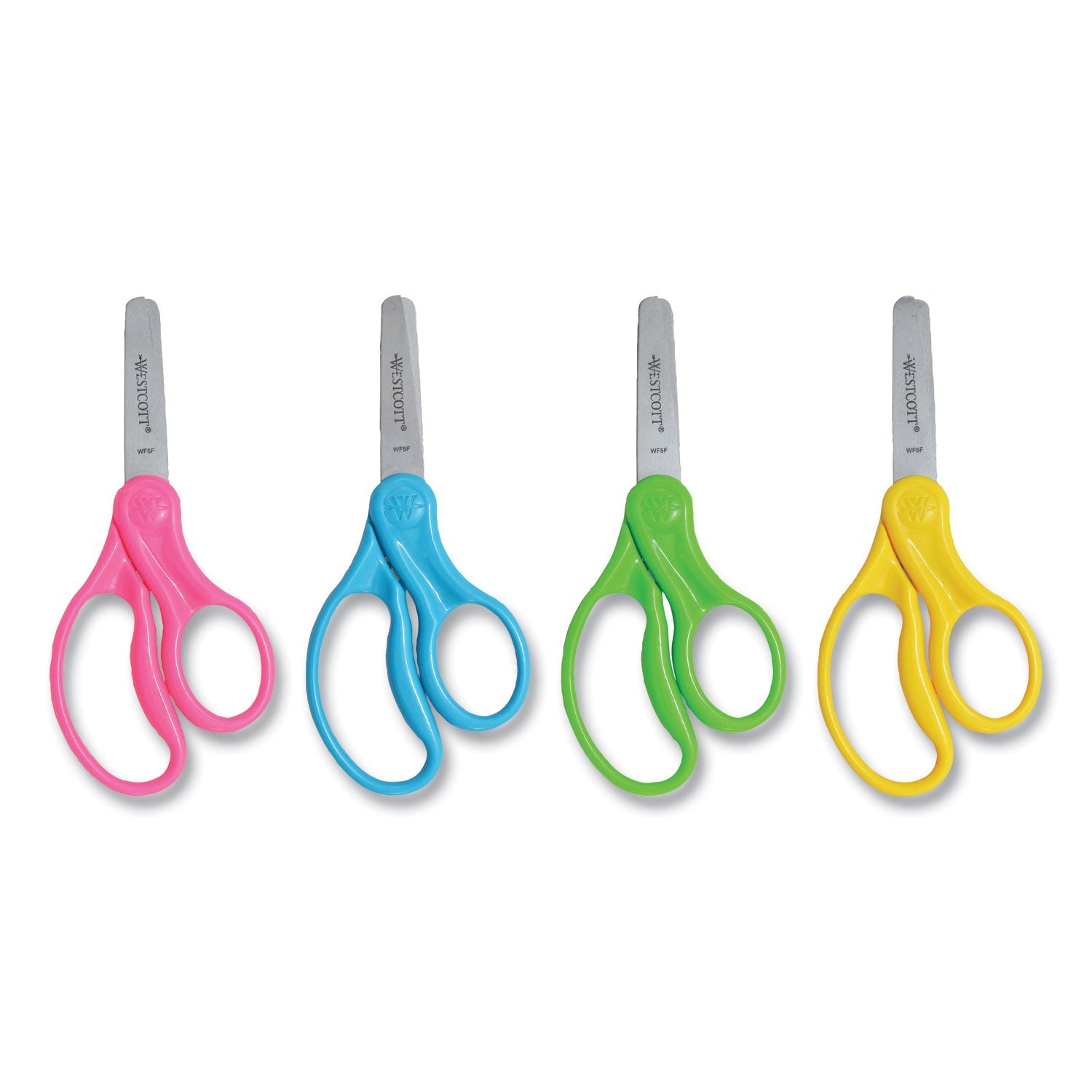 Westcott® For Kids Scissors, Rounded Tip, 5" Long, 1.75" Cut Length, Straight Handle, Randomly Assorted Handle Color