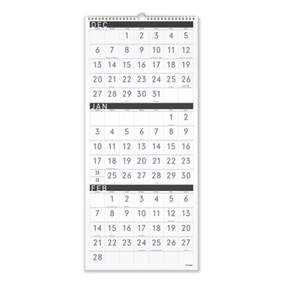 Three-Month Reference Wall Calendar, Contemporary Artwork/Formatting, 12 x 27, White Sheets, 15-Month (Dec-Feb): 2023 to 2025 Flipcost Flipcost