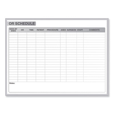 OR Schedule Magnetic Whiteboard Aluminum Frame Resistant, 96.5 x 48.5, White/Gray Surface, Satin Aluminum Frame Flipcost Flipcost