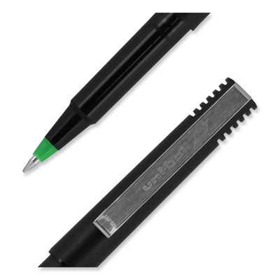 uniball® Roller Ball Pen Stick, Extra-Fine 0.5 mm, Green Ink, Black/Green Barrel, Dozen Flipcost Flipcost