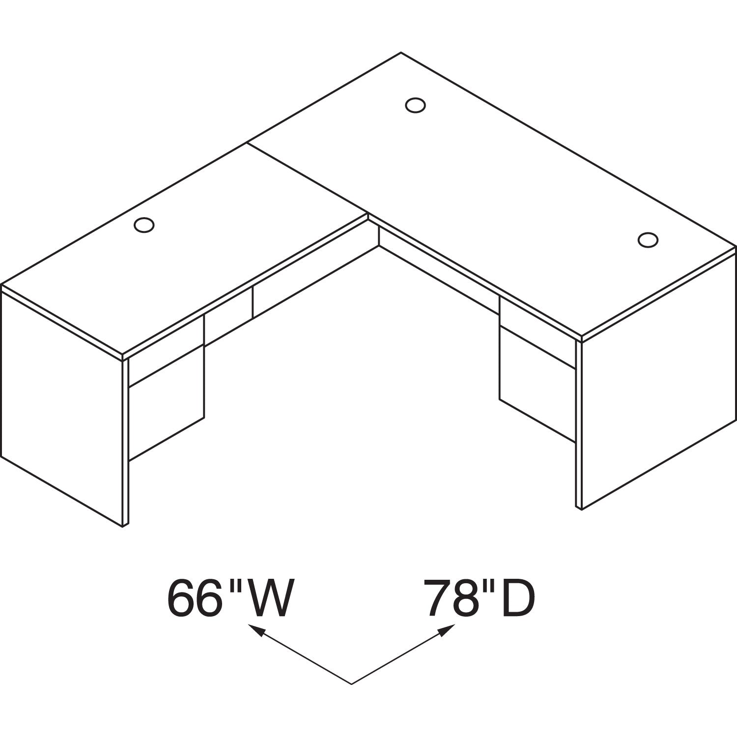HON® 10500 Series "l" Workstation Right Pedestal Desk, 66" X 30" X 29.5", Mahogany