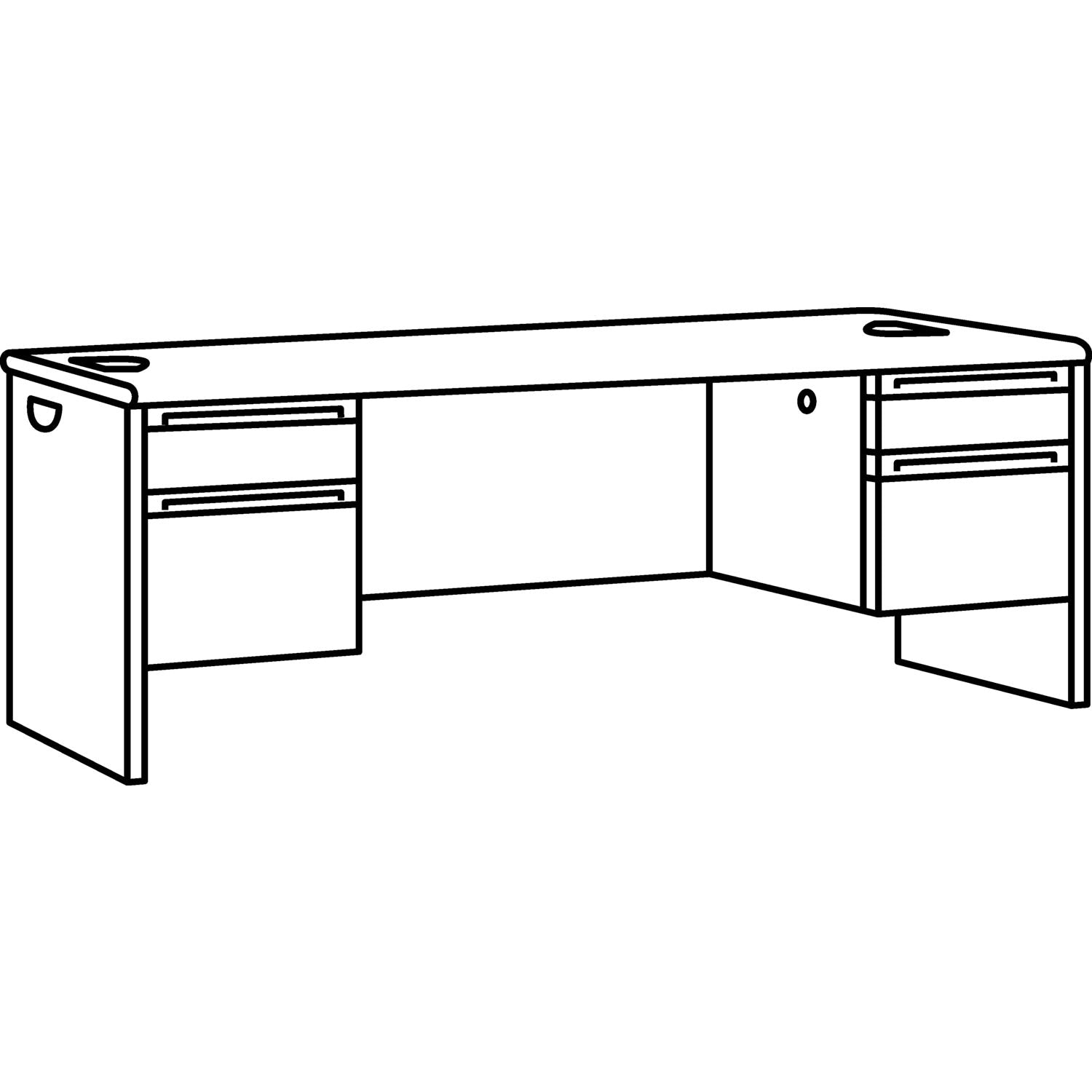 HON® 38000 Series Double Pedestal Desk, 60" X 30" X 29.5", Mahogany/charcoal