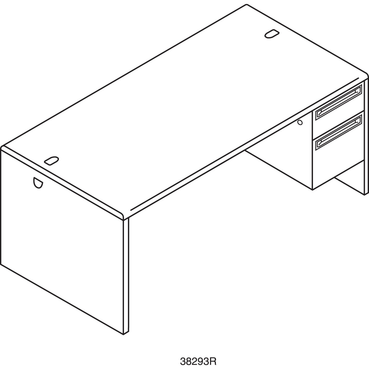 HON® 38000 Series Right Pedestal Desk, 72" X 36" X 29.5", Harvest/putty