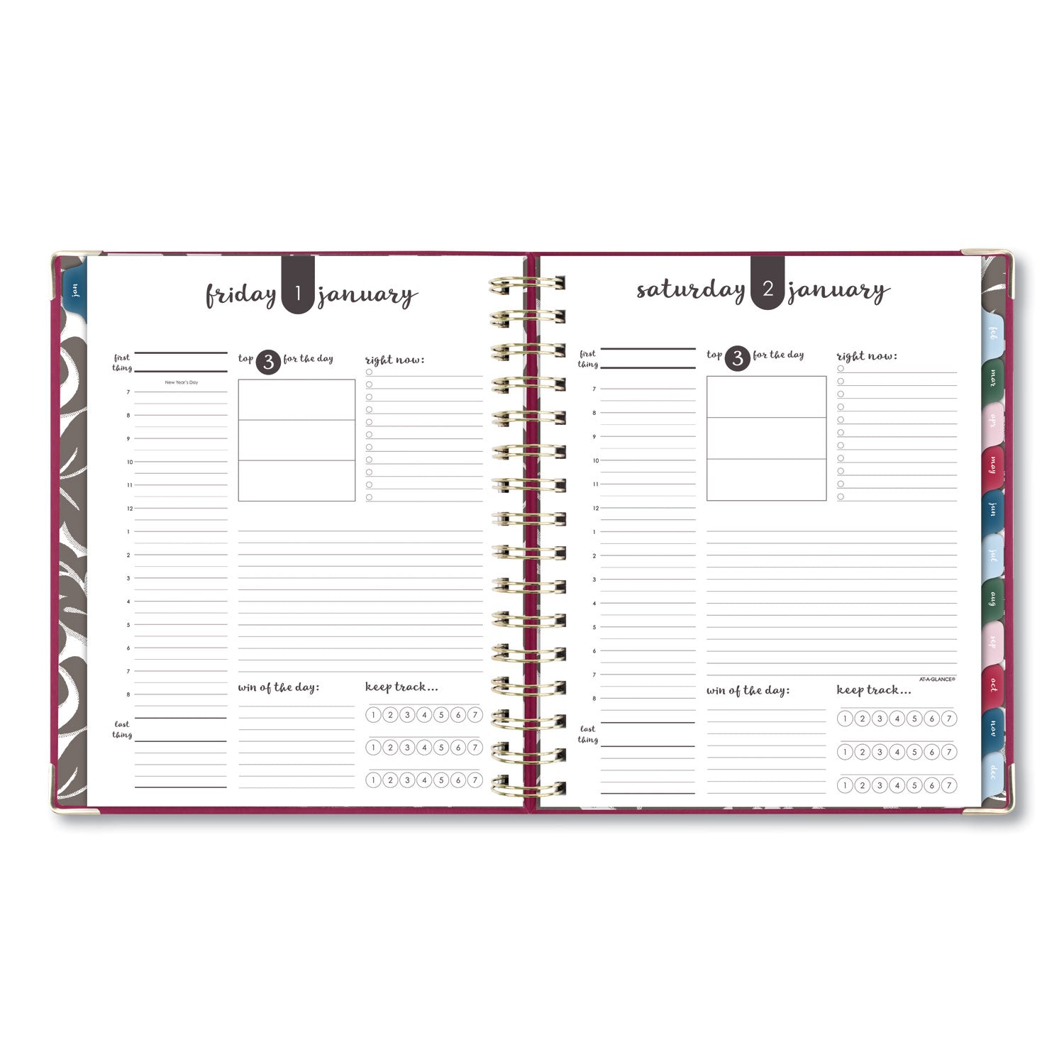 AT-A-GLANCE® Harmony Daily Hardcover Planner, 8.75 x 7, Berry Cover, 12-Month (Jan to Dec): 2025