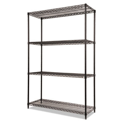 Heavy-Duty NSF Certified Wire Shelving Kit, 48w x 18d x 72h, Black Flipcost Flipcost