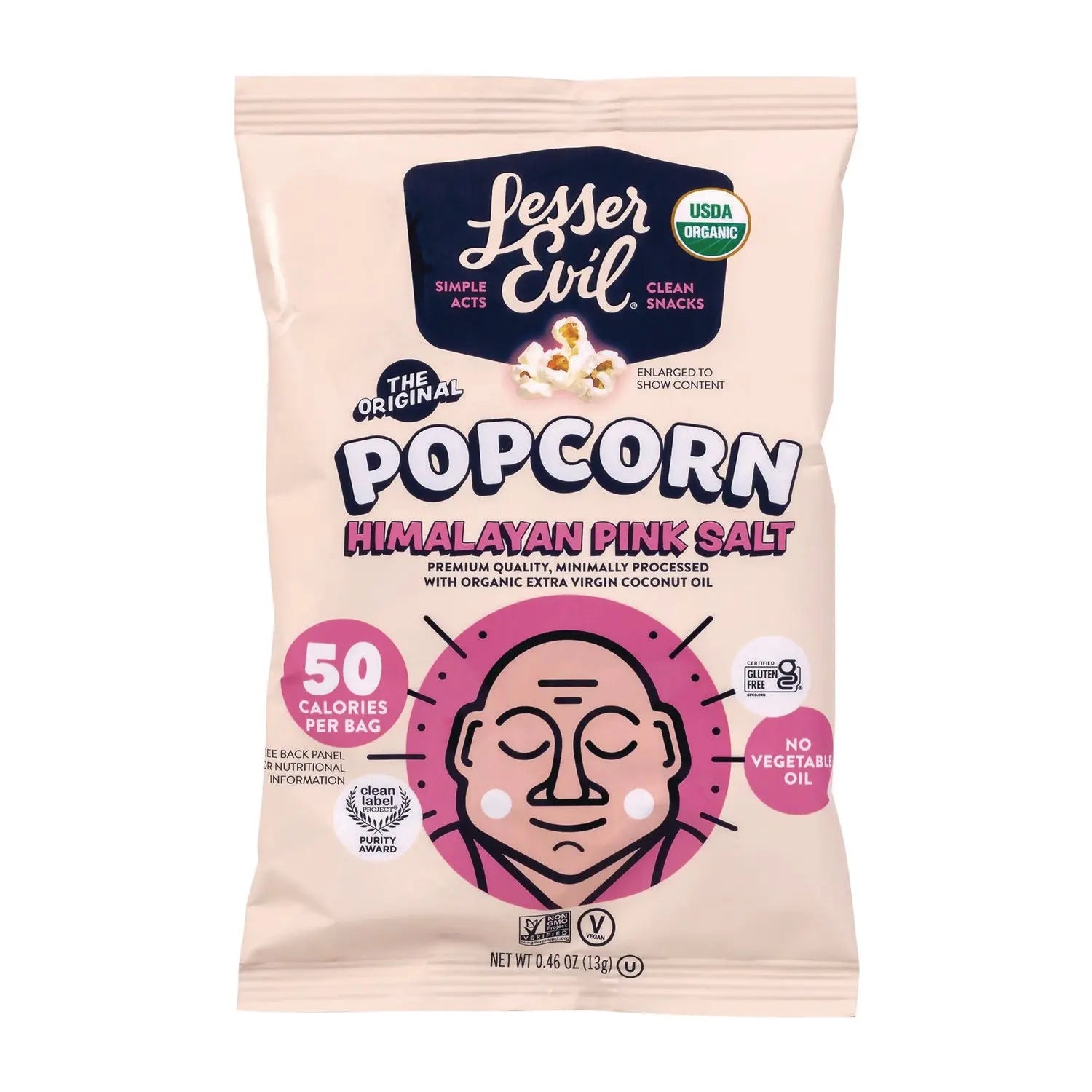 Himalayan Pink Salt Organic Popcorn, Salt, 0.46 oz Bag, 24/Carton LesserEvil® Flipcost