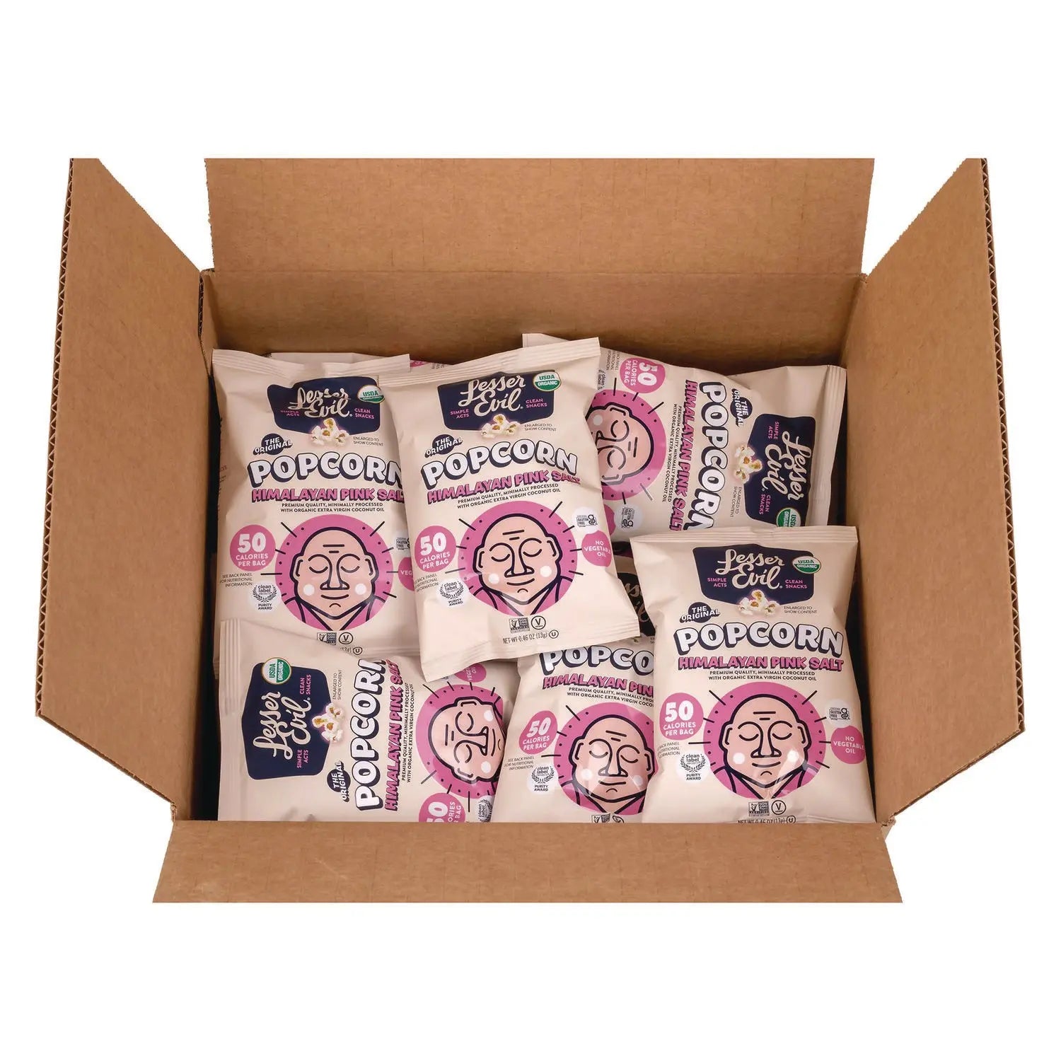 Himalayan Pink Salt Organic Popcorn, Salt, 0.46 oz Bag, 24/Carton LesserEvil® Flipcost