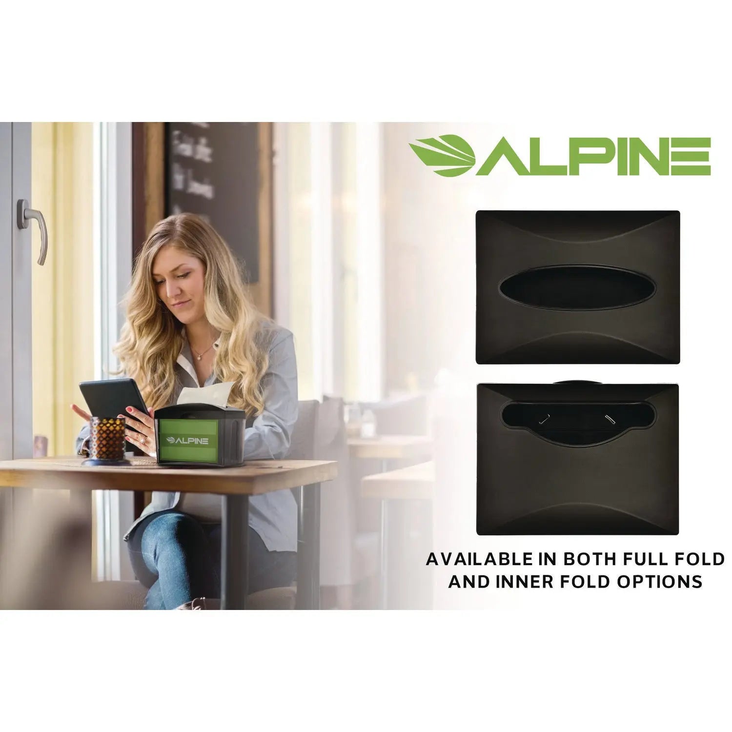 Interfold Table Top Dispenser Napkin Holder, 5.9 x 8 x 6.5, Black Alpine Industries Flipcost