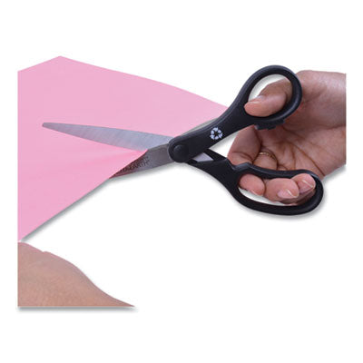 KleenEarth Basic Recycled plastic handle scissors, 8" Long, 3.25" Cut Length, Black Straight Handle Flipcost Flipcost