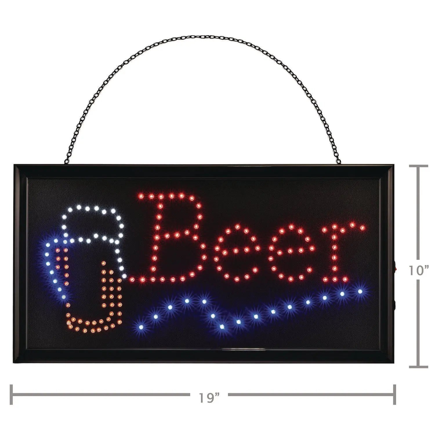 LED Rectangular Beer Sign, 19 x 10, Black Frame, Blue/Green/Orange/Red/White Graphics Alpine Industries Flipcost