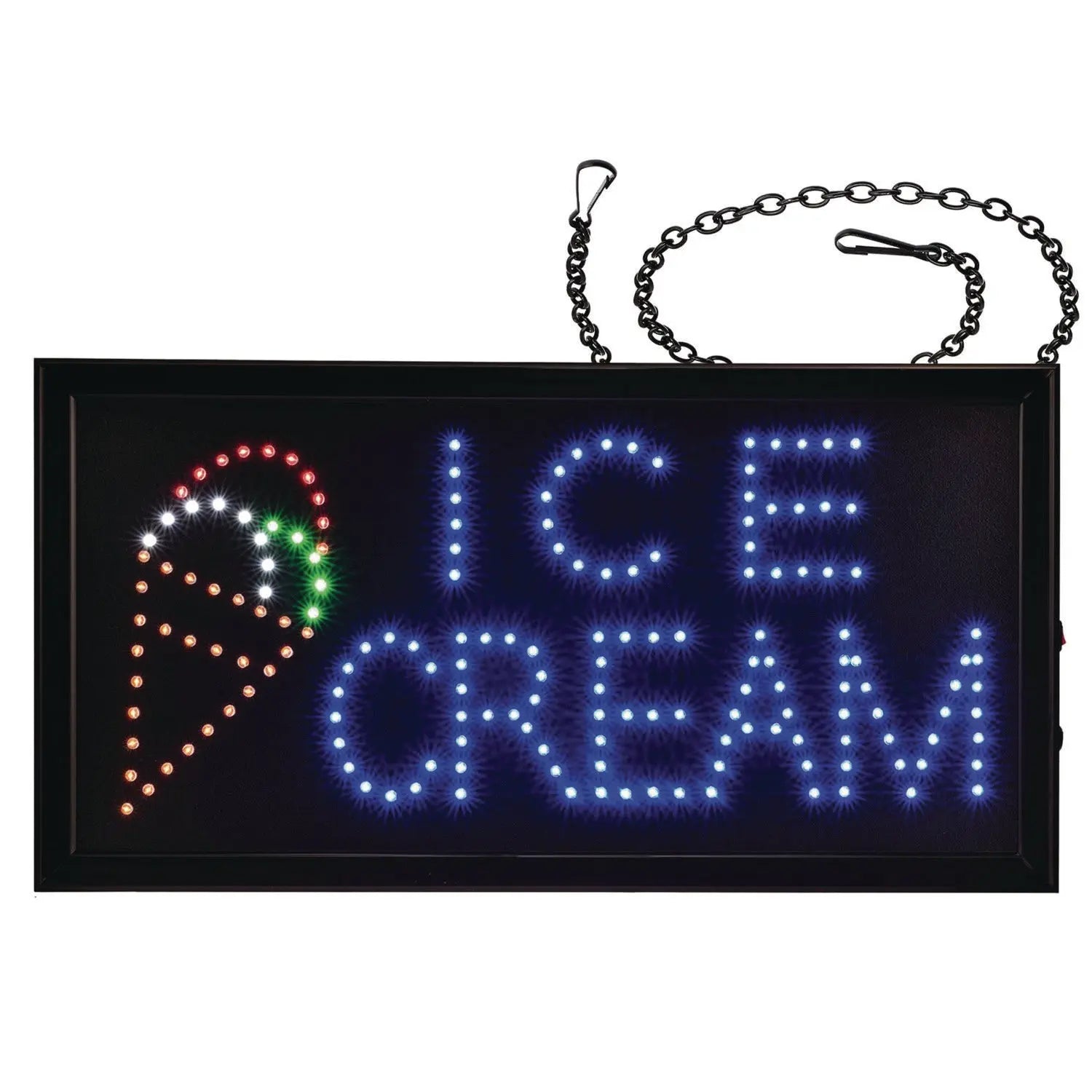 LED Rectangular Ice Cream Sign, 19 x 10, Black Frame, Blue/Green/Orange/Red/White Graphics Alpine Industries Flipcost
