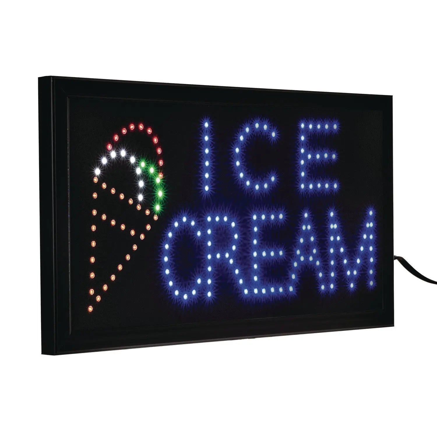LED Rectangular Ice Cream Sign, 19 x 10, Black Frame, Blue/Green/Orange/Red/White Graphics Alpine Industries Flipcost