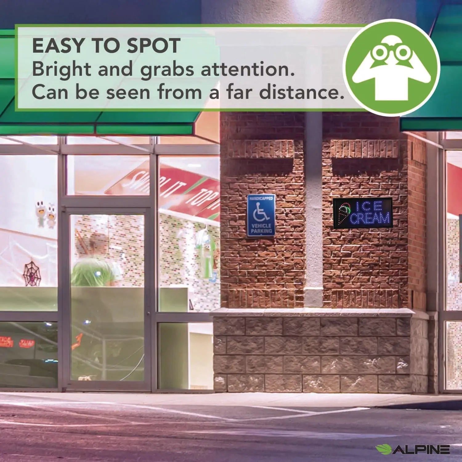 LED Rectangular Ice Cream Sign, 19 x 10, Black Frame, Blue/Green/Orange/Red/White Graphics Alpine Industries Flipcost