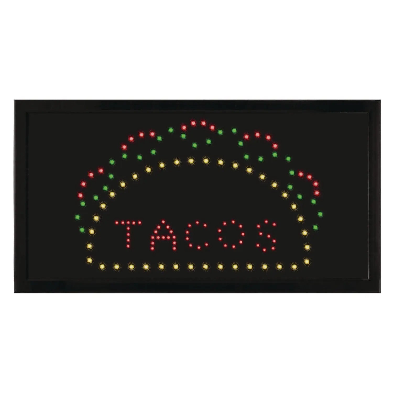 LED Rectangular TACO Sign, 19 x 10, Black Frame, Green/Red/Yellow Graphics