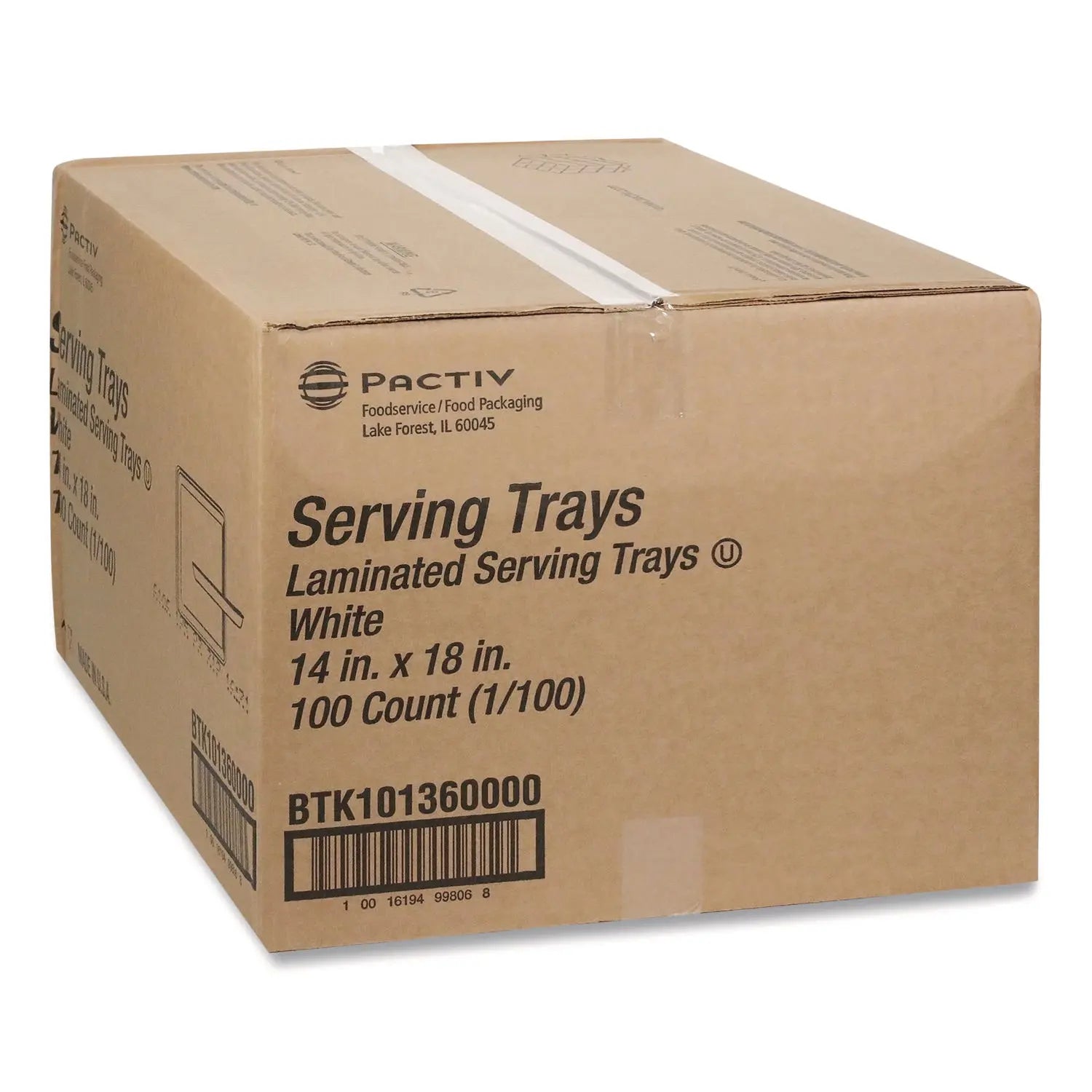 Laminated Foam Serving Tray, 18 x 14, White, 100/Carton Pactiv Evergreen Flipcost