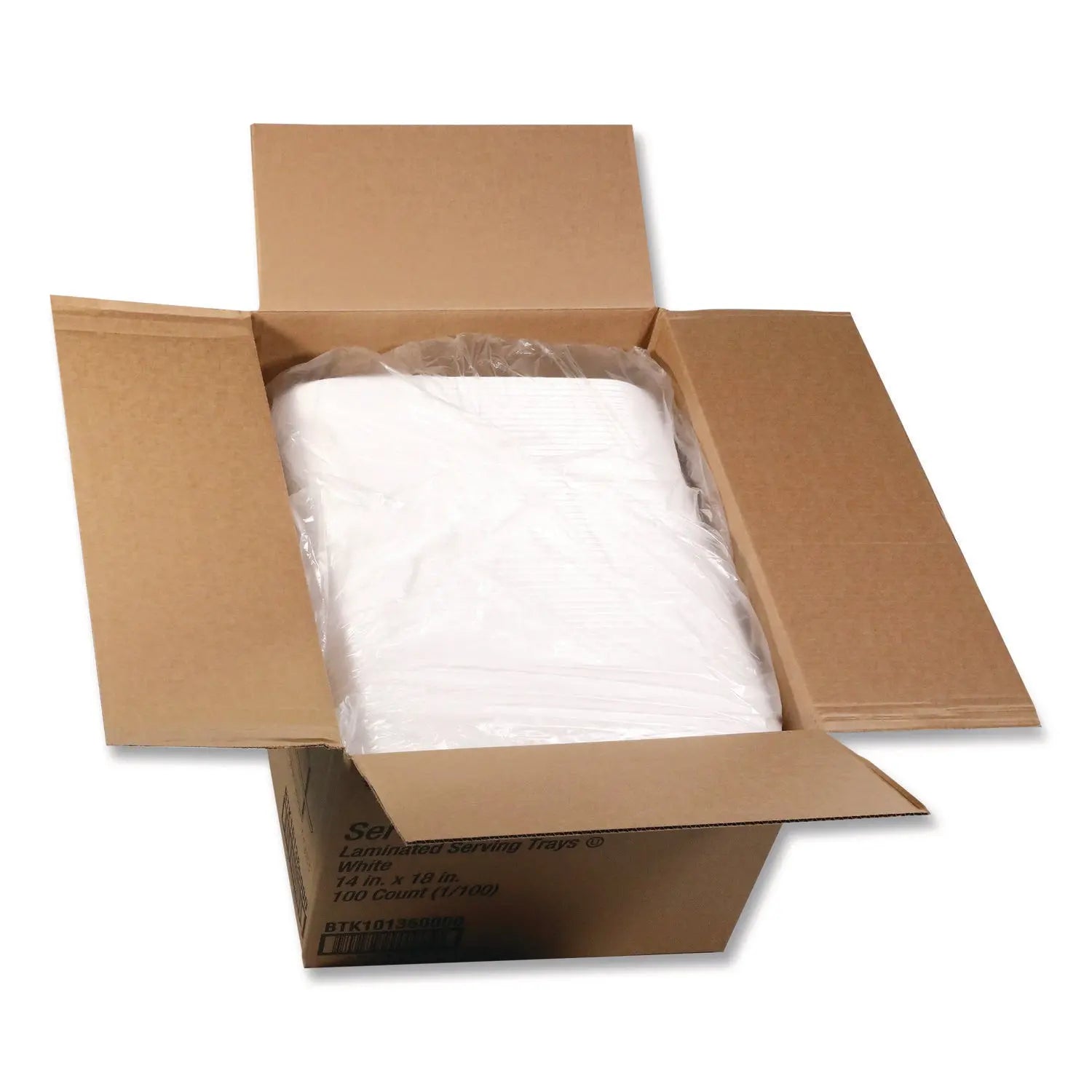 Laminated Foam Serving Tray, 18 x 14, White, 100/Carton Pactiv Evergreen Flipcost