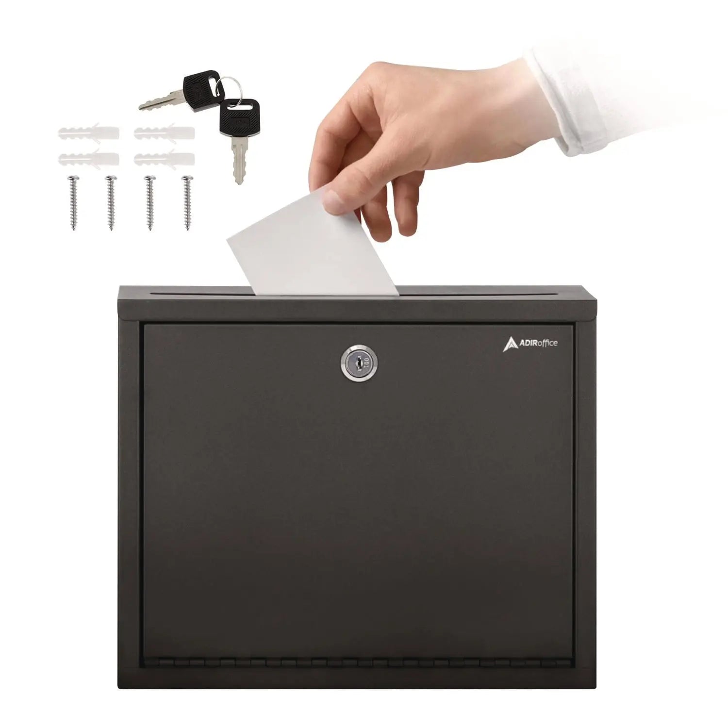 Large Size Steel Multi-Purpose Secure Drop Box, 12 x 3 x 10, Black AdirOffice Flipcost