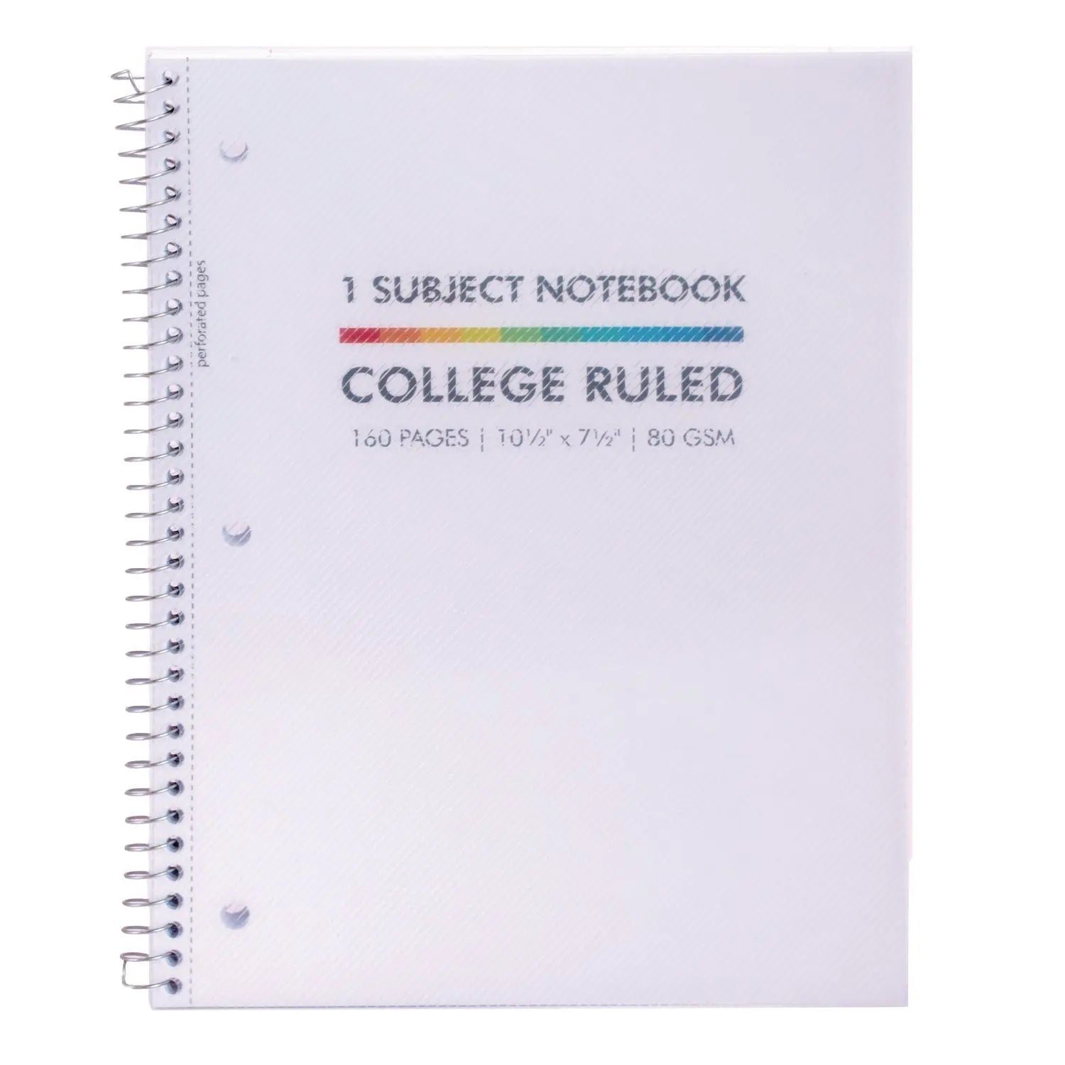 Letter Size 1-Subject Notebook, Medium/College Rule, White Cover, (80) 10.5 x 8 Sheets, 3/Pack PUKKA PAD® Flipcost