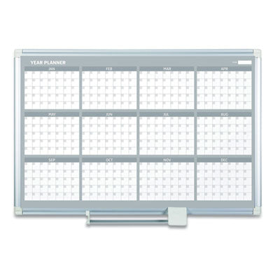Magnetic Dry Erase Calendar Board, 12-Month, 48 x 36, White Surface, Silver Aluminum Frame Flipcost Flipcost