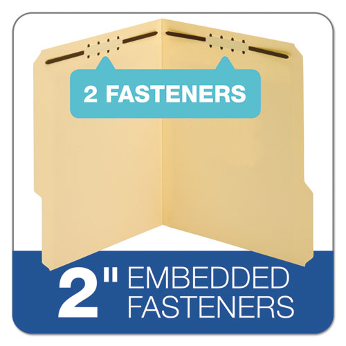Medical Arts Press® Full Pocket End Tab Fastener Folders, 0.75" Expansion, 2 Fasteners, Letter Size, Manila Exterior, 50/Box